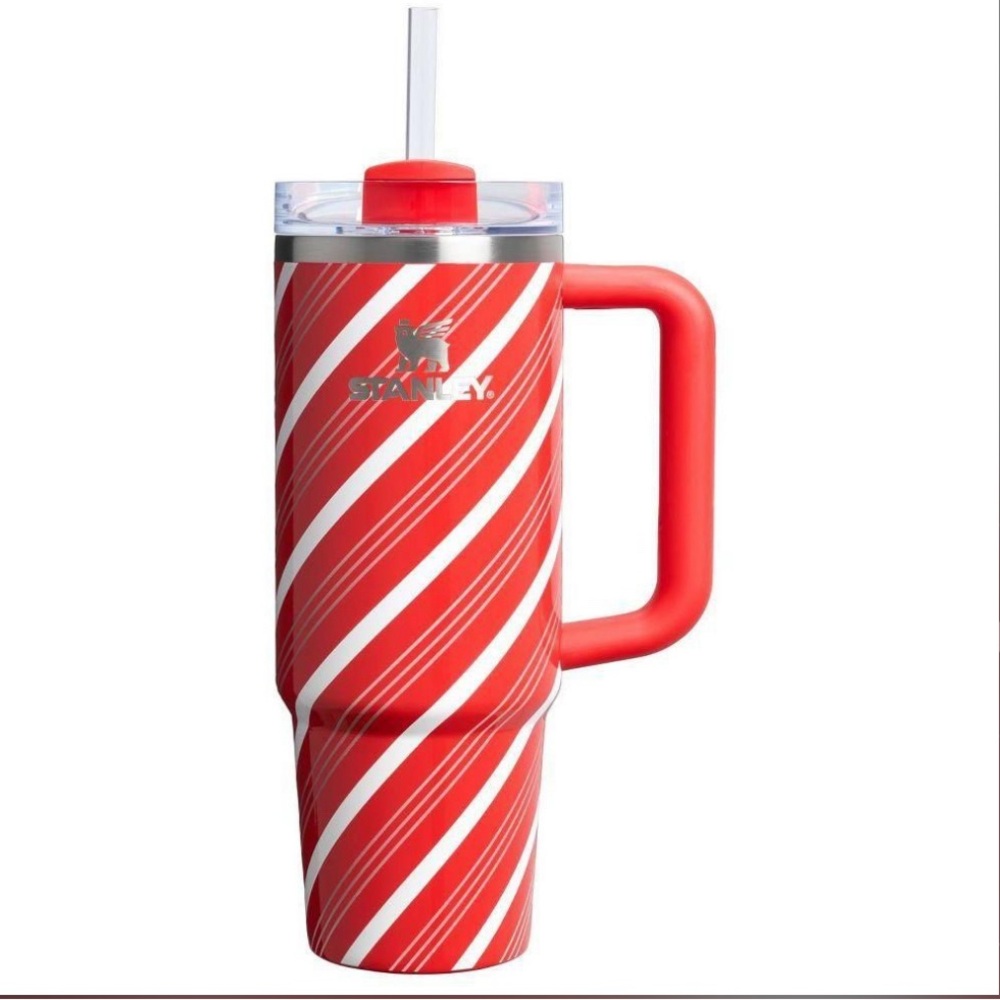 NWT Stanley Holiday Candy Cane Striped Tumbler with Handle 30oz